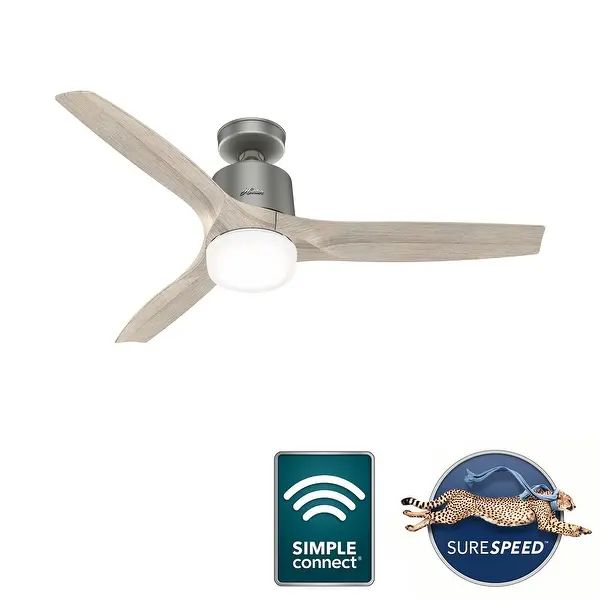 Hunter 52" WiFi Neuron Ceiling Fan with LED Light, Handheld Remote - Overstock - 34799521 | Bed Bath & Beyond