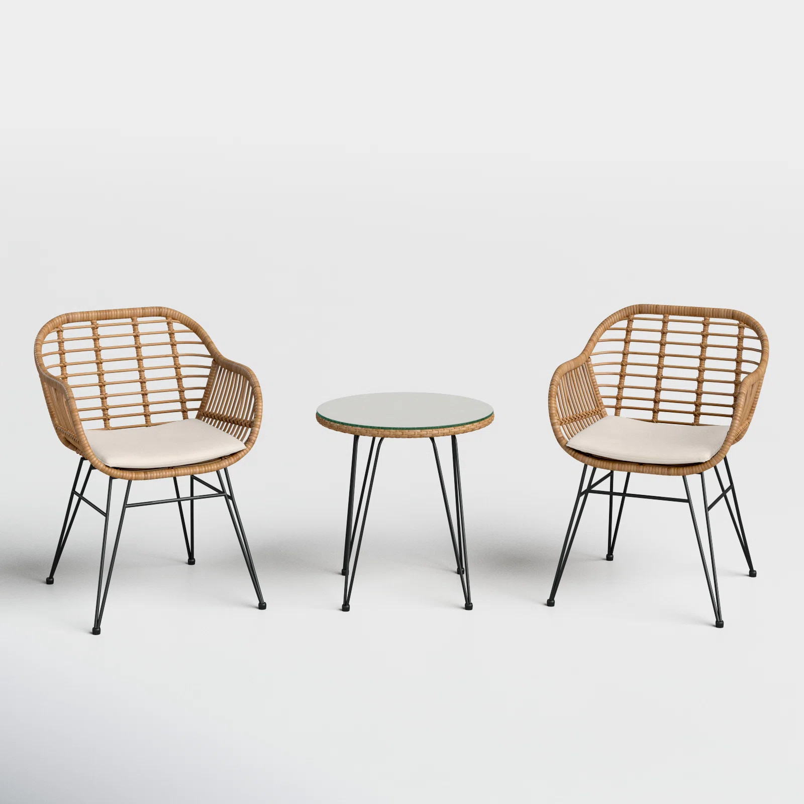 Fuze Wicker 2 - Person Patio Conversation Sets with Cushions | Wayfair North America