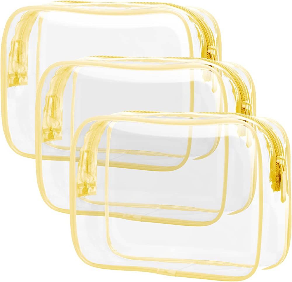 PACKISM Clear Toiletry Bag, 3 Pack TSA Approved Toiletry Bag Quart Size Bag, Travel Makeup Cosmet... | Amazon (US)