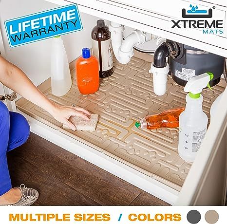 Xtreme Mats Under Sink Kitchen Cabinet Mat, Pick Your Size, 27 5/8 x 21 7/8, Beige | Amazon (US)