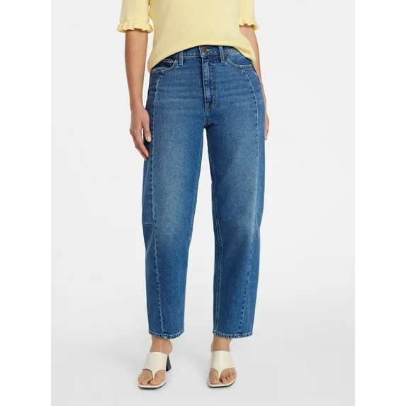 Time and Tru Women's High Rise Barrel Jeans, 28" Inseam, Sizes 0-20 | Walmart (US)