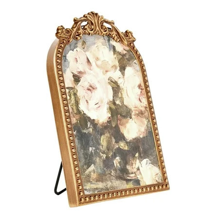 Home Decor Collection Filigree Tabletop Floral Art, Gold Ornate Frame with Botanical Design, 6x8, Gold Iron Frame Crystex Textured Finish Vintage Decorative Accent | Walmart (US)
