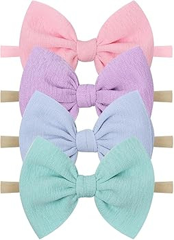 YanJie Baby Girls Nylon Headbands Newborn Bows Handmade Hair Bows Hairbands Hair Accessories for ... | Amazon (US)