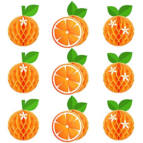 9 Pcs Orange Honeycomb Balls Orange Birthday Party Supplies Favors Cactus Strawberry Table Centerpieces Tissue Paper Honeycomb Tabletop Hanging Decors Decorations for Party Baby Shower (Orange) | Amazon (US)