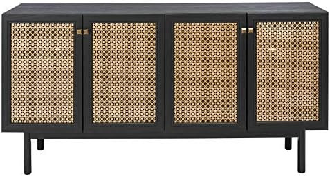 Safavieh Home Collection Piran Black and Gold 4-Door 2-Shelf Media (65-inch Flat Screen) TV Stand | Amazon (US)