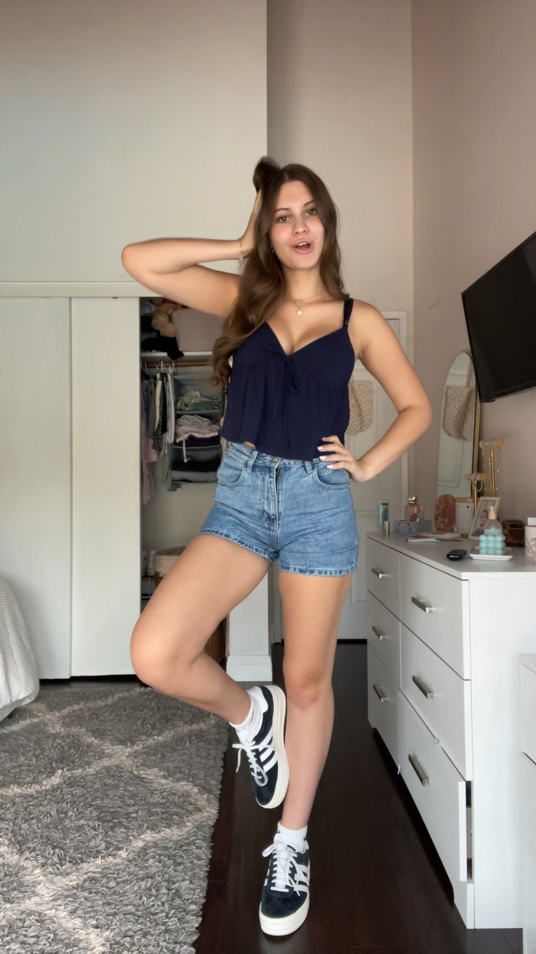 Too from edikted size xs, shorts from princess polly size 2!! 
all my jewelry is every jewels except my hoops that are linked!


#LTKU #LTKFindsUnder50 #LTKVideo