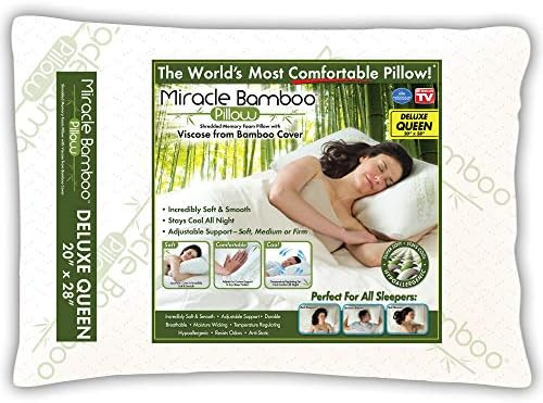 Ontel Miracle Shredded Memory Foam Pillow with Viscose from Bamboo Cover, Queen, White | Amazon (US)