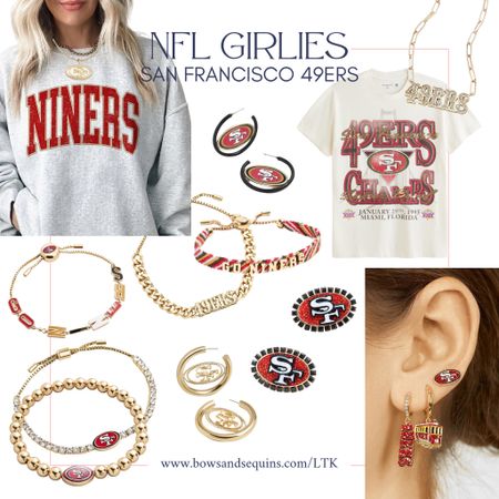 San Francisco 49ers NFL Women’s Apparel 🏈 Vintage tees, Crewneck sweatshirts, bracelet stacks, statement earrings, and more. Great for gifting!

#LTKGiftGuide #LTKfindsunder100 #LTKSeasonal