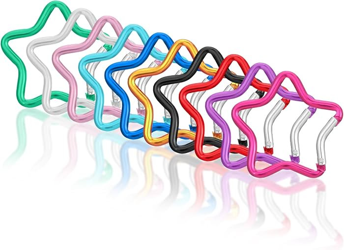 10 PCS Aluminum Star Shape Carabiner Clip, Multicolor Spring Snap Hook Star Shaped Carabiner Keyr... | Amazon (US)