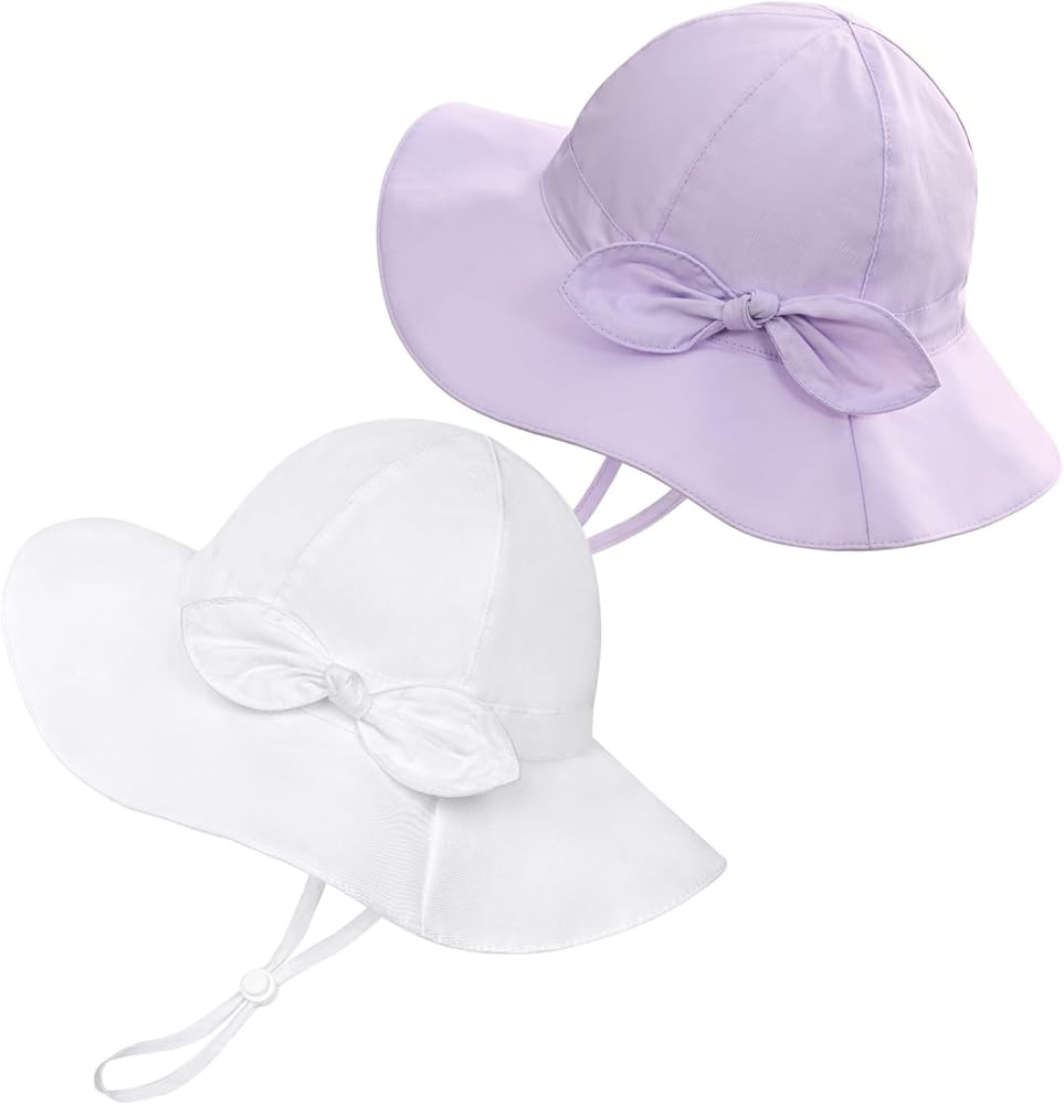 Baby Girl Sun Hat Summer Foldable Beach Hats with UPF50+ Sun Protection Wide Brim Toddler Bucket ... | Amazon (US)