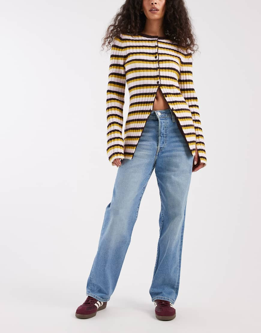 Levi's ribcage straight jeans in mid blue | ASOS (Global)