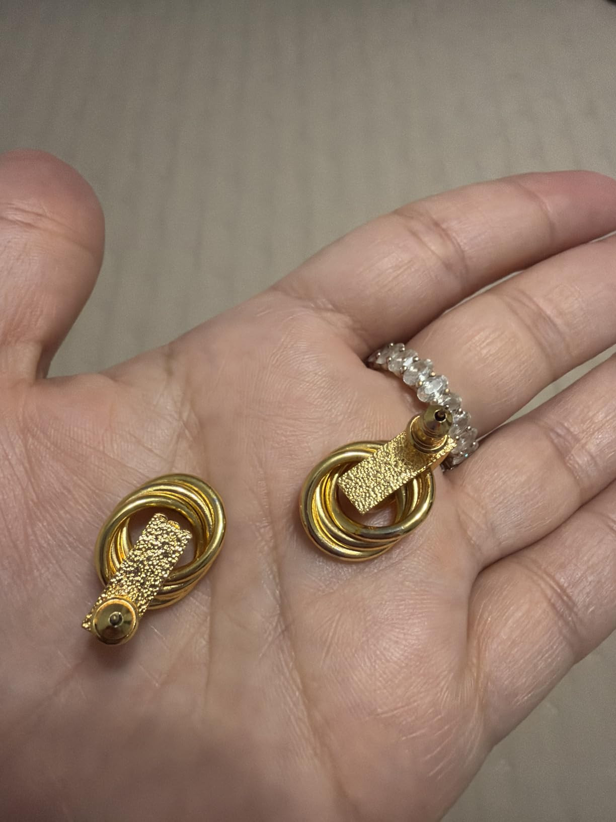 Trendy Gold Plated Knot Earrings for Women Chunky Statement Drop Dangle Earrings Lightweight Hypo... | Amazon (US)