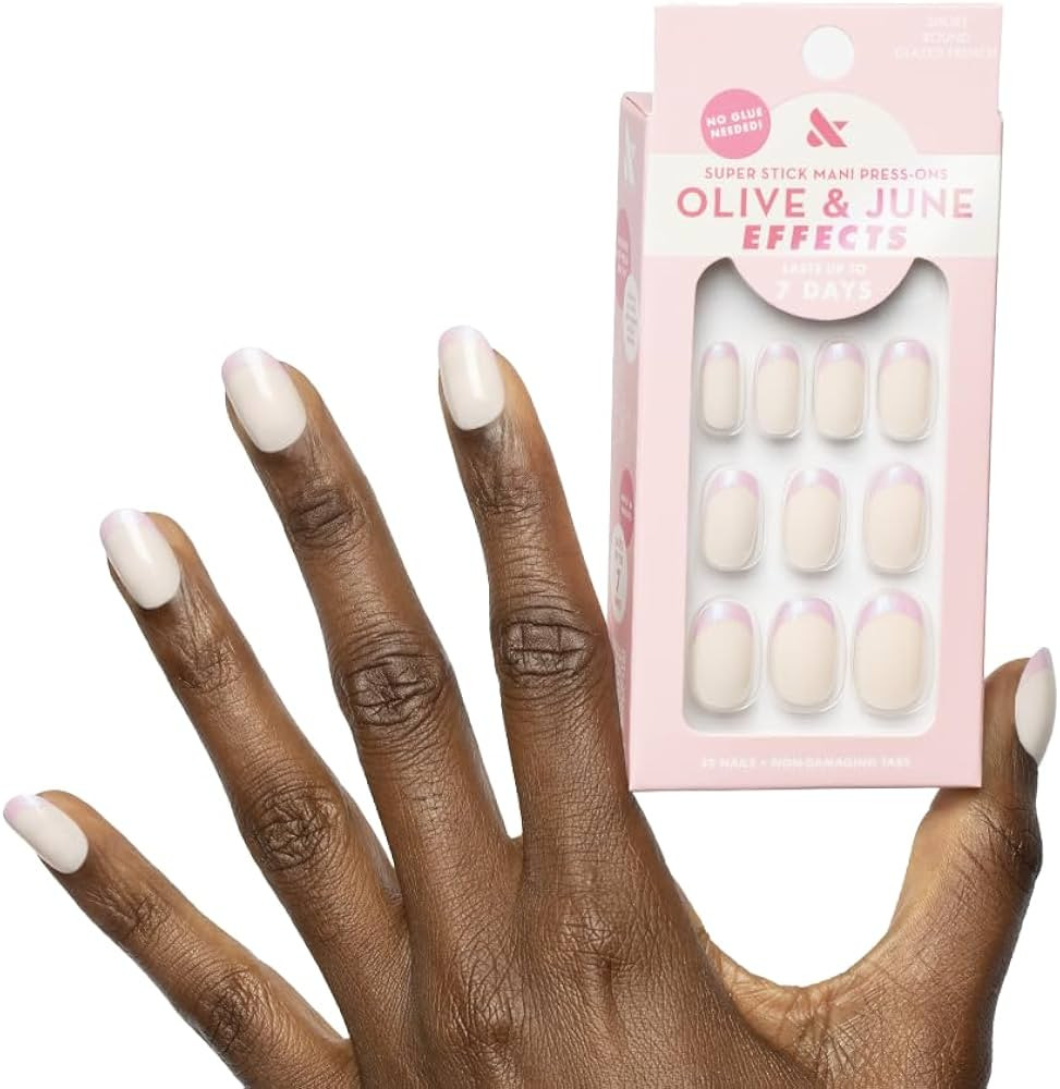 Olive & June Super Stick Mani Press-On Nails | Short, Round | No Glue Needed | 32 Tab Nails in 16... | Amazon (US)