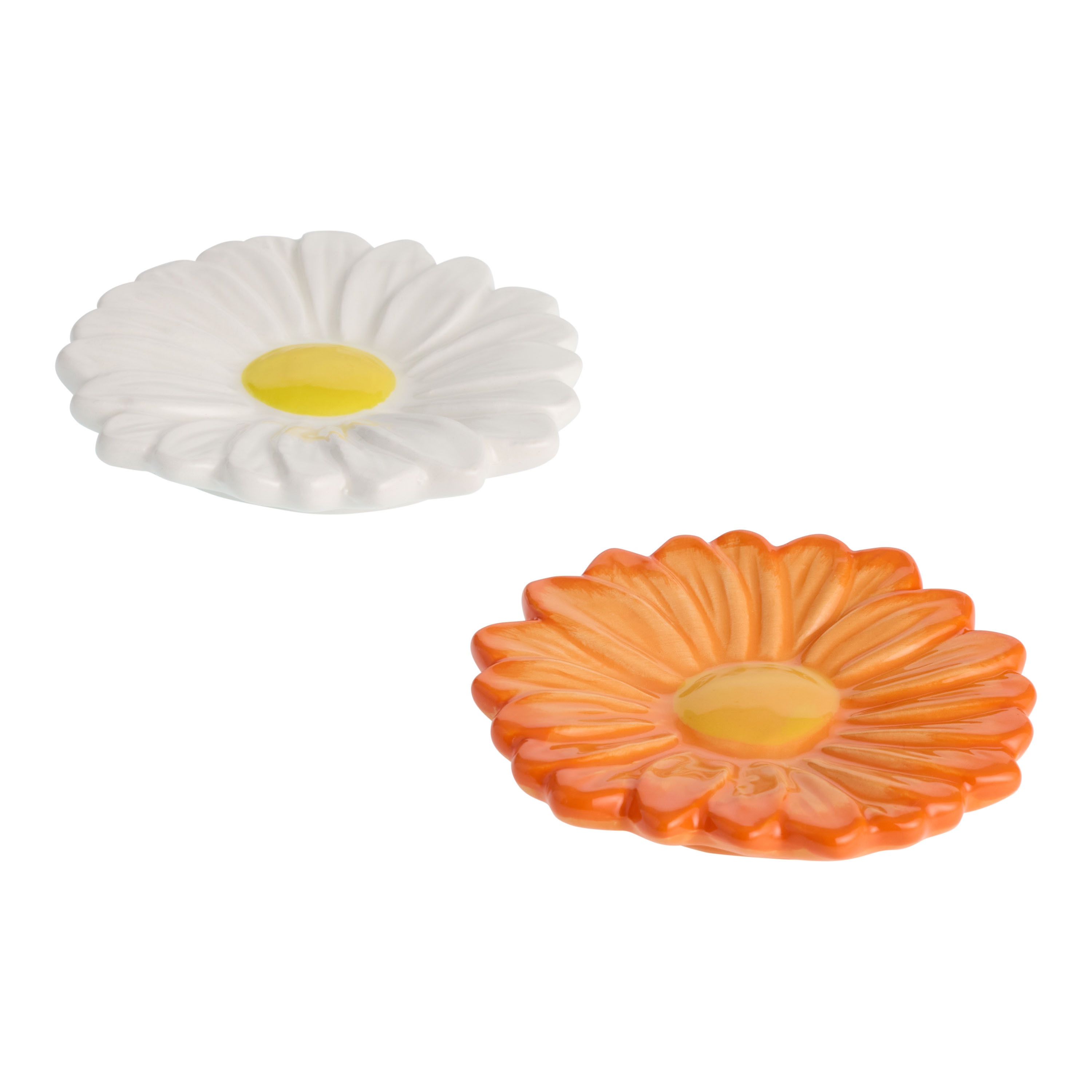Hand Painted Ceramic Daisy Flower Figural Tea Rest Set of 2 | World Market