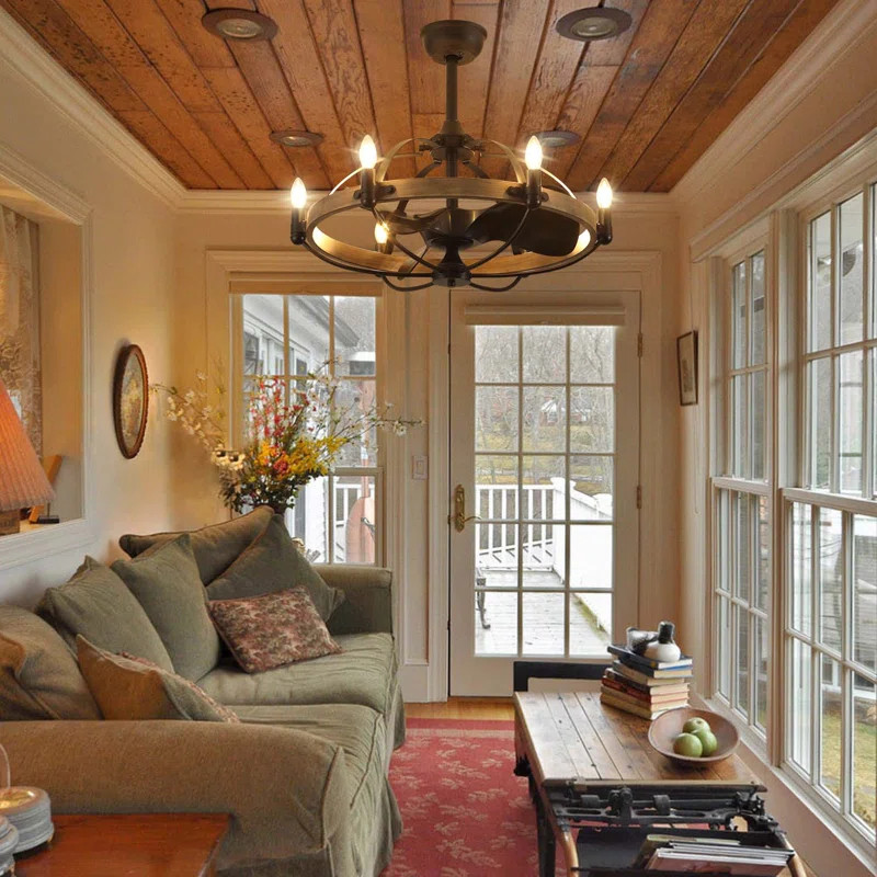 Arezo 27.17" Classic Black Caged Farmhouse Ceiling Fan With Light Kit And Remote Control | Wayfair North America