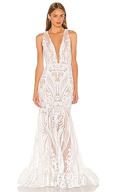 Bronx and Banco Ester V Neck Gown in White from Revolve.com | Revolve Clothing (Global)