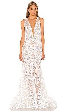 Bronx and Banco Ester V Neck Gown in White from Revolve.com | Revolve Clothing (Global)