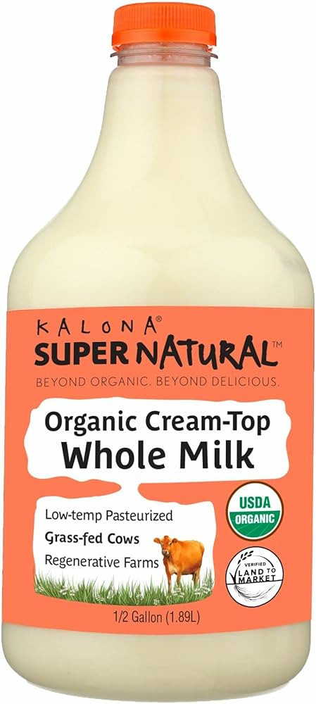 Kalona SuperNatural Organic Cream-Top Whole Milk, 64 Fl oz | Amazon (US)