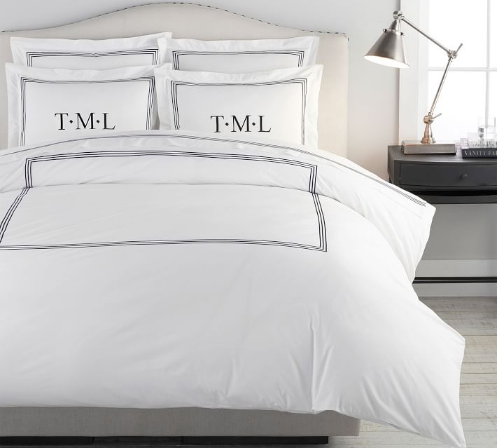Grand Organic Percale Duvet Cover, Full/Queen, Black | Pottery Barn (US)