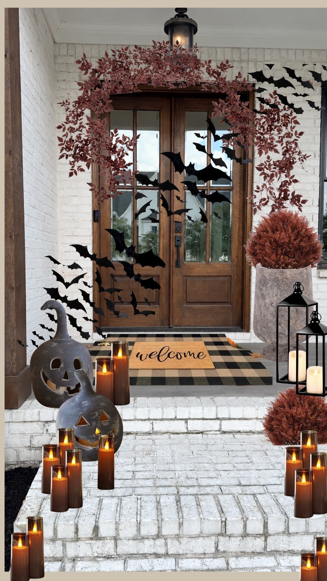 #ad Halloween but make it chic.
1. Not gonna lie I’ve never received more compliments in one day in my life. Every person that walked by said something about my Halloweeny porch
2. Don’t just hang your garland straight across, swoop it to create a more dramatic look.
3. Light it up, honey all of these candles create such a fabulous ambiance for your front porch and those terracotta pumpkins are to die for
•
•
•
@Wayfair #Wayfair #Wayfairpartner #halloweendecor #falldecorations
#liketkit


Outdoor decor, fall decor, Halloween porch, Halloween outdoor, Wayfair finds, Halloween decor, chic finds, porch decor, holiday decor, holiday porch, planters, faux plants, faux florals, outdoor lighting

#LTKHome #LTKSeasonal #LTKOver40