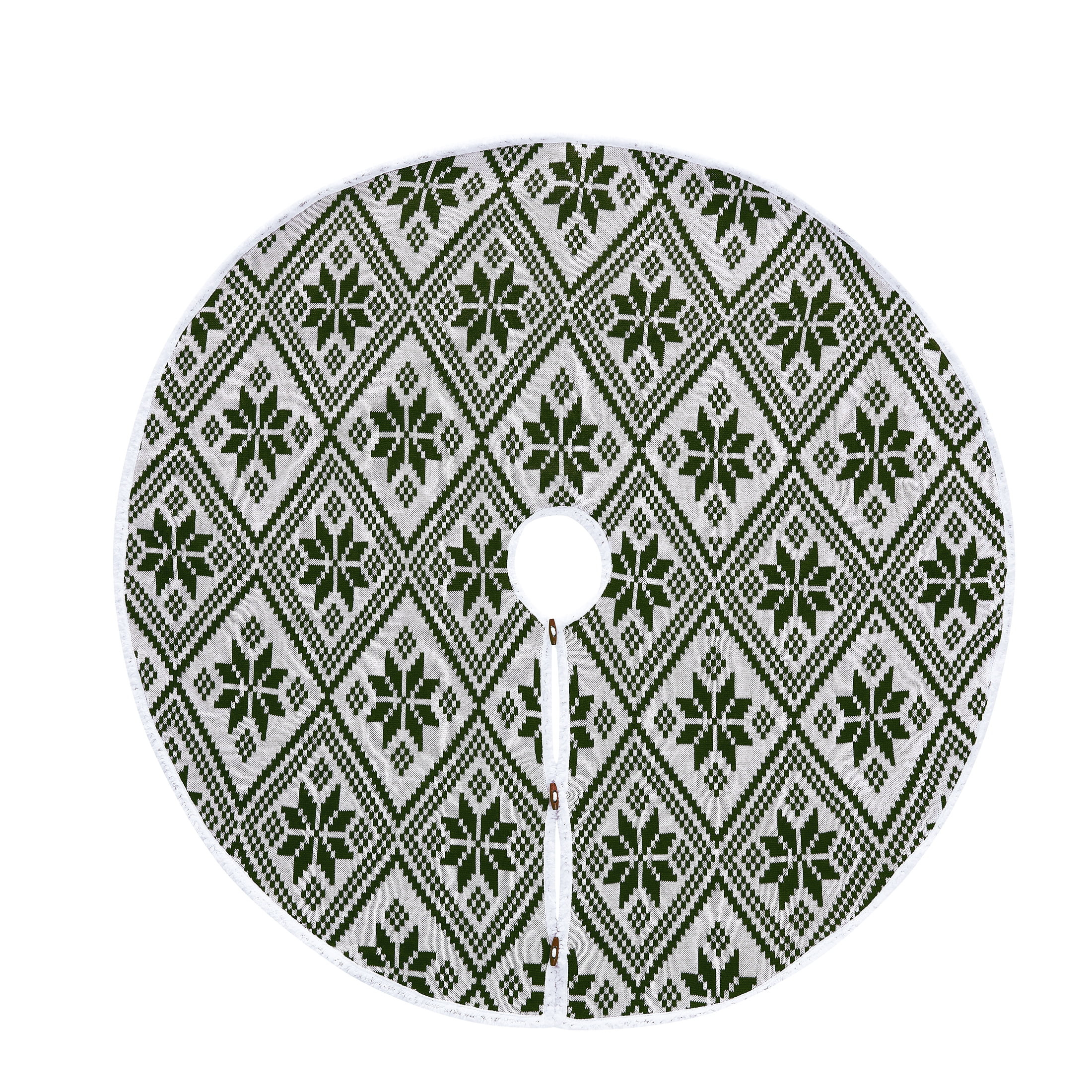 My Texas House Noah Green Acrylic Snowflake Knit Christmas Tree Skirt, 52" | Walmart (US)
