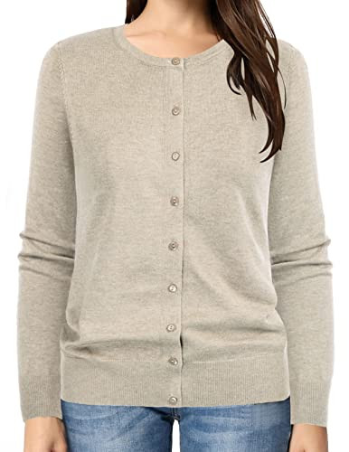 GRACE KARIN Women's Long Sleeve Button Down Crew Neck Classic Sweater Knit Cardigan | Amazon (US)