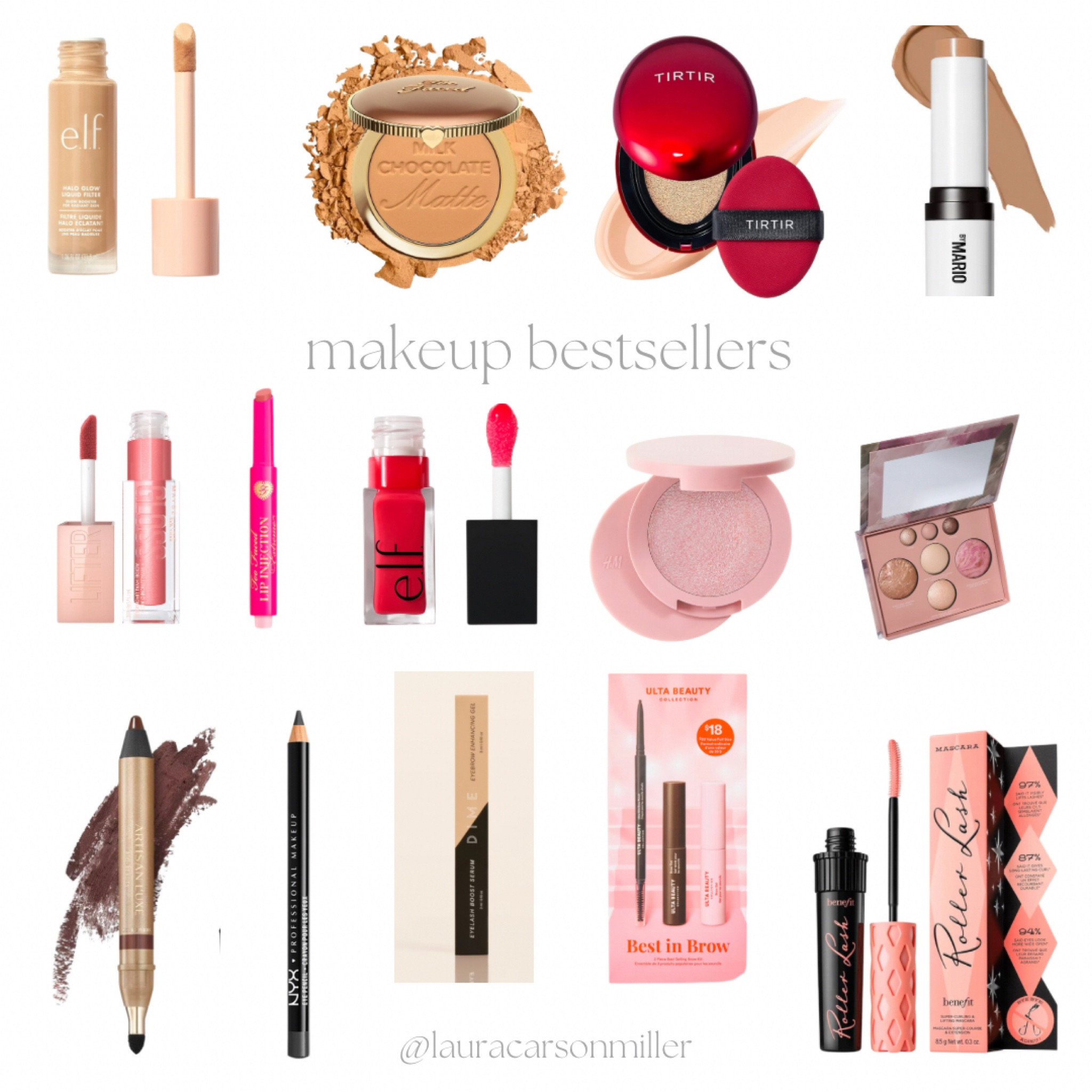 Here’s a roundup of makeup best sellers for you. I personally love a charcoal eyeliner as it’s a bit softer than black which can look harsh especially if you have light hair color. The brow kit shown here is available in 3 colors. I’m not a big bronzer person but the bronzer stick I show here has worked out really well for me! It’s subtle enough to not look overdone in winter months!! I wear it on my the apples of my cheeks with a tad of pinkish blush and it creates a natural looking healthy flush. I hope these curated picks inspire you. Thank you for being here! 
Laura carson miller, best selling makeup, cosmetics, beauty, beauty products, healthy makeup, blush, bronzer, brows, brow makeup, lip gloss, foundation, natural glow, thank you, LTK beauty 

#LTKBeauty #LTKStyleTip #LTKFindsUnder50