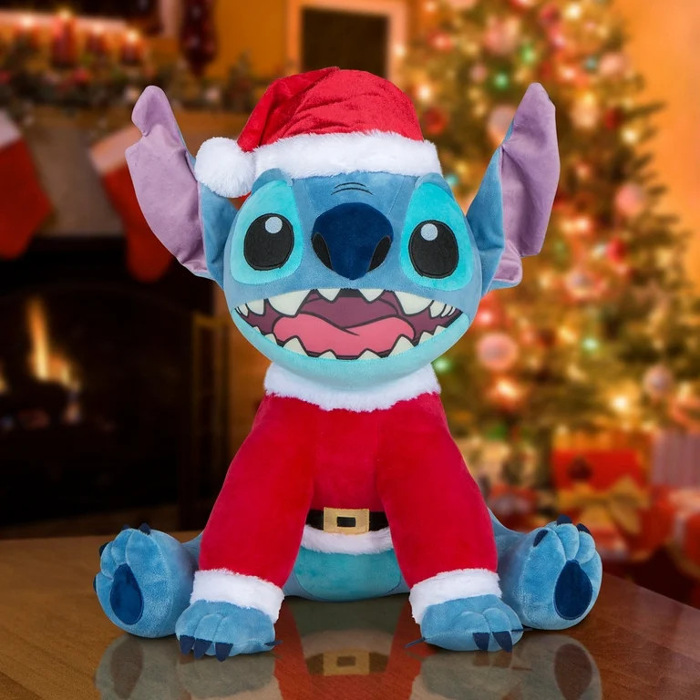 16 inch Holiday Greeter Lilo and Stitch - Blue Plush Stitch in Santa Suit Disney Decoration | Walmart (US)