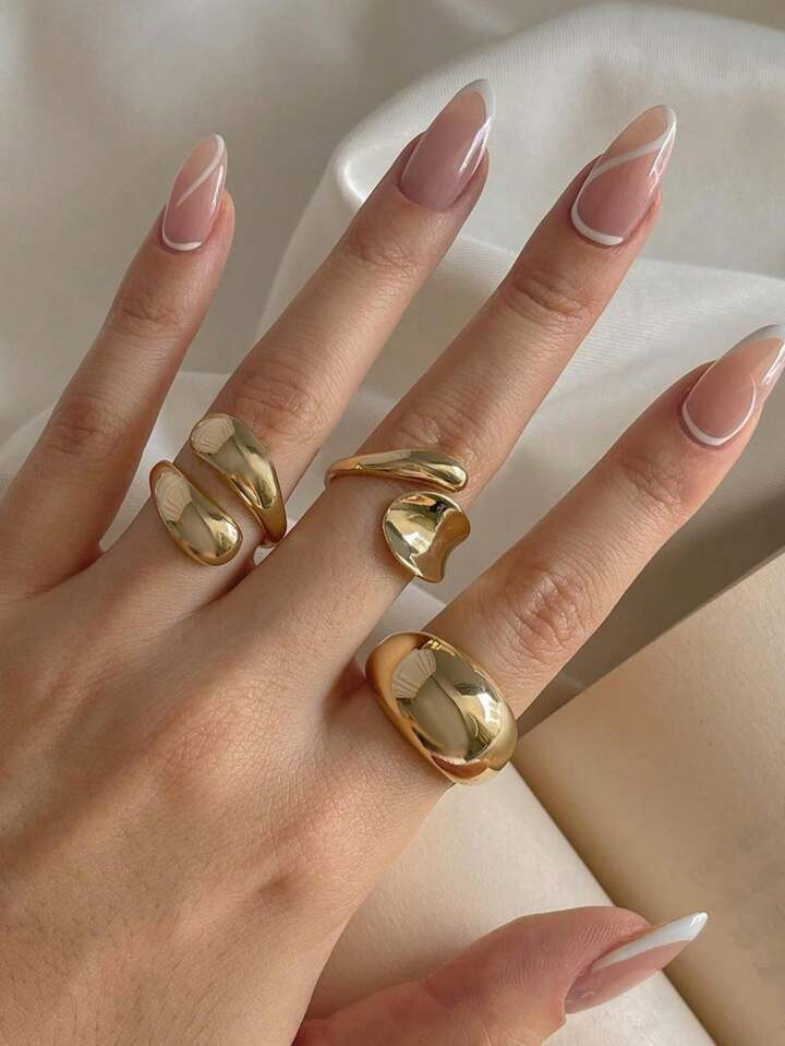 3pcs Simple Thick Ring Set For Women, Suitable For Vacation, Dating, And Daily Wear, Perfect As G... | SHEIN