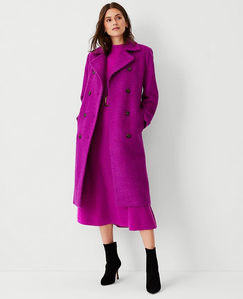Textured Wool Blend Double Breasted Coat | Ann Taylor (US)
