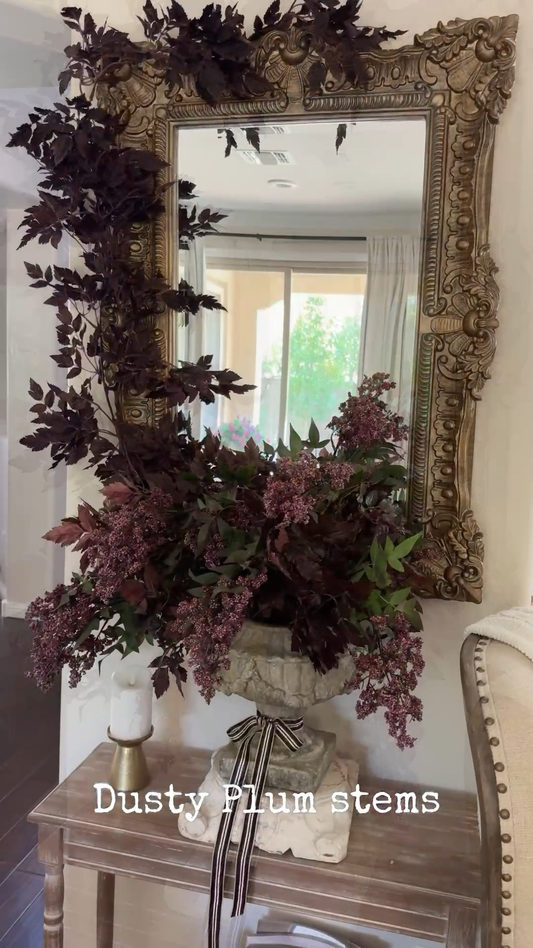 These gorgeous dusty plum stems are so realistic and pretty! Great for all year round. And, I’ve used them on my table rod (using zip ties) for a romantic Fall look. But they can certainly be used for any season! 

plum stems, realistic faux florals, table rod decor, French gold mirror, table rod

#LTKFindsUnder50 #LTKHome