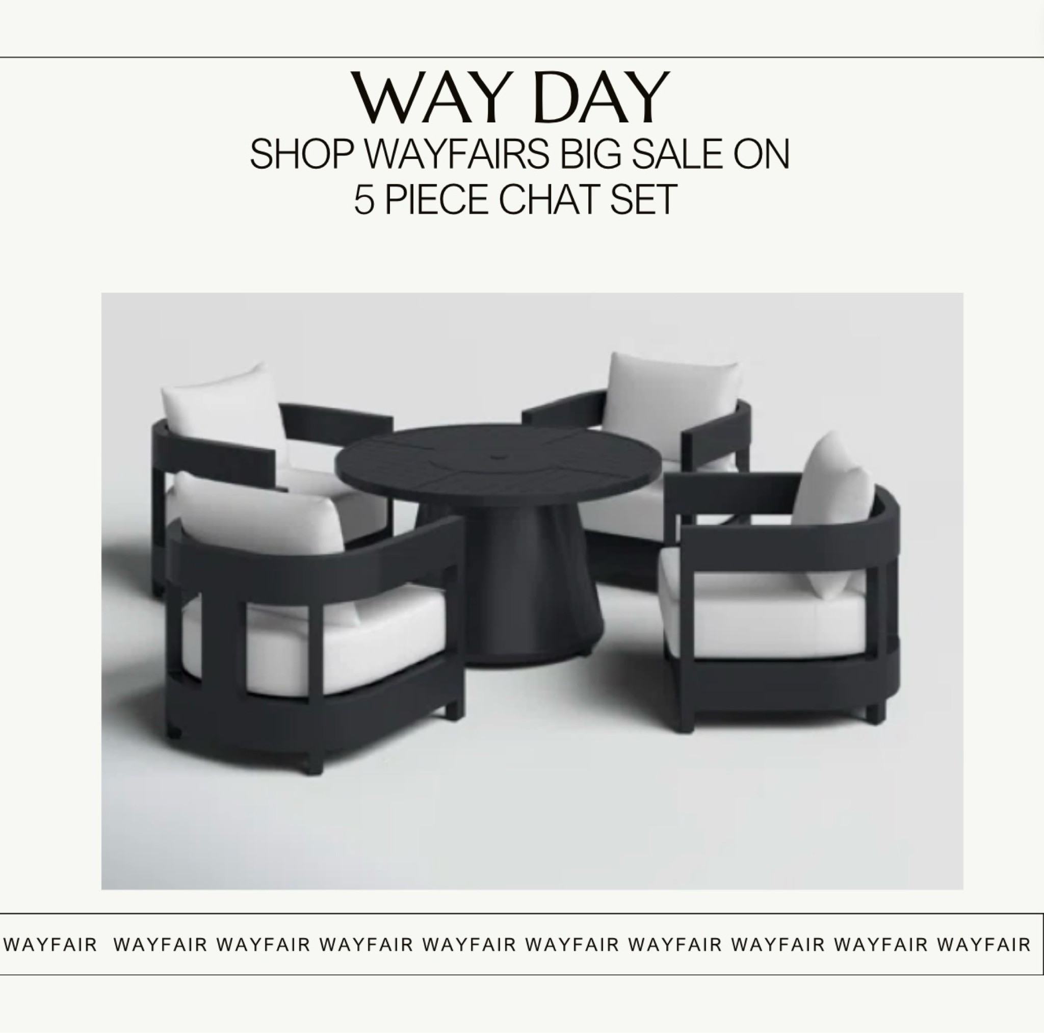 Wayfair Everlee 5 piece Fire Chat Set
Black powder coated aluminum frame. Modern Outdoor Furniture! 
Sunbrella Black and White Outdoor 
Modern Outdoor 


#LTKhome #LTKsalealert #LTKstyletip