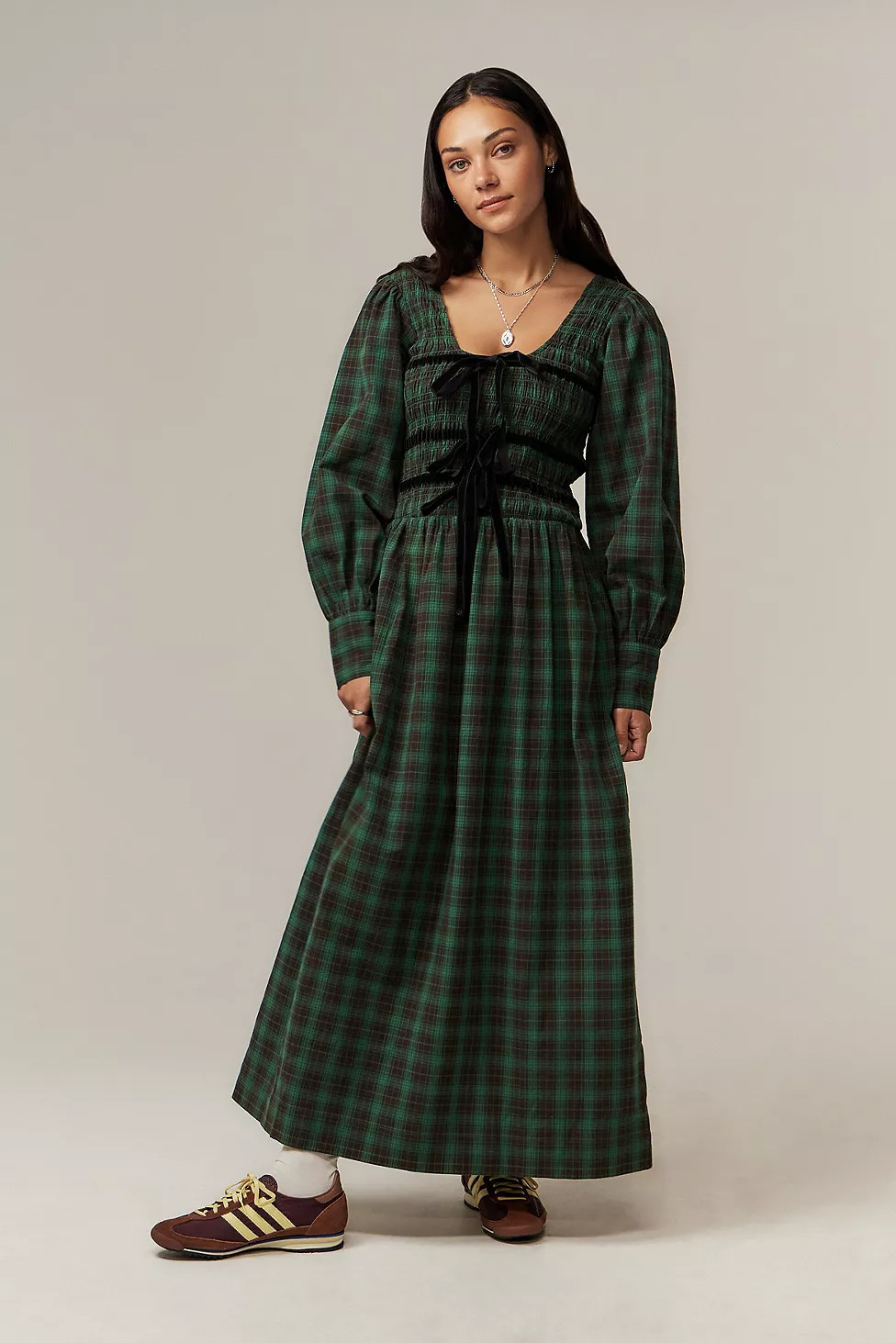 Damson Madder Elle Check Maxi Dress | Urban Outfitters UK
