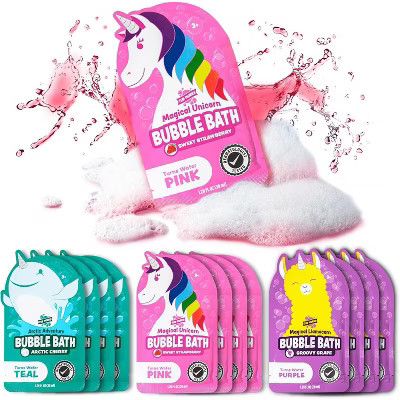 Tub Works Magical Kids Bubble Bath, Variety 12 Pack, Pink, Purple & Teal Bath Colors | Target