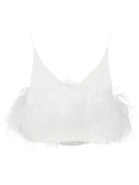 Poppy feather-trim top | Farfetch (US)