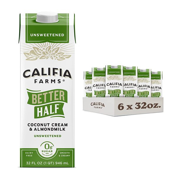 Califia Farms - Unsweetened Better Half, Half and Half Substitute, 32 Oz (Pack of 6), Almond Milk... | Walmart (US)