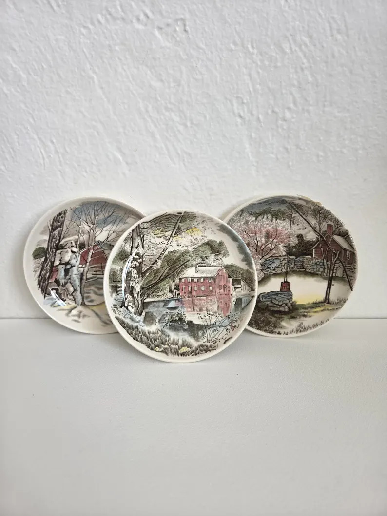 Vintage Johnson Brothers Friendly Village Coasters \u2013 English Ironstone Trinket Dishes (Set o... | Etsy (Global)