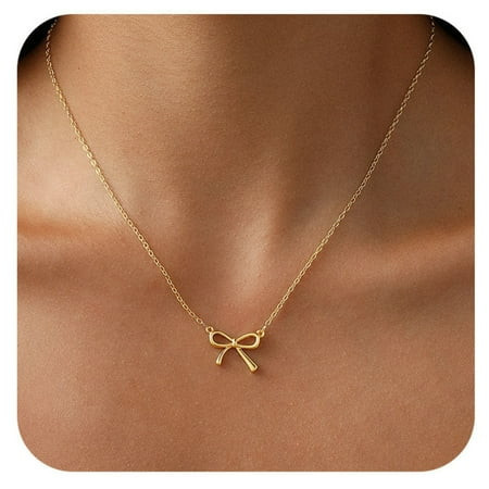 GOSFRY Bow Necklace Layered Cute Small Exquisite Bow Shaped Pendant Trendy Accessory Daily Gatherings Travel Jewelry Gift for Others | Walmart (US)