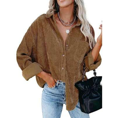 Haute Edition Women's Slouchy Oversized Corduroy Shirt JacketÂ  | SHEIN