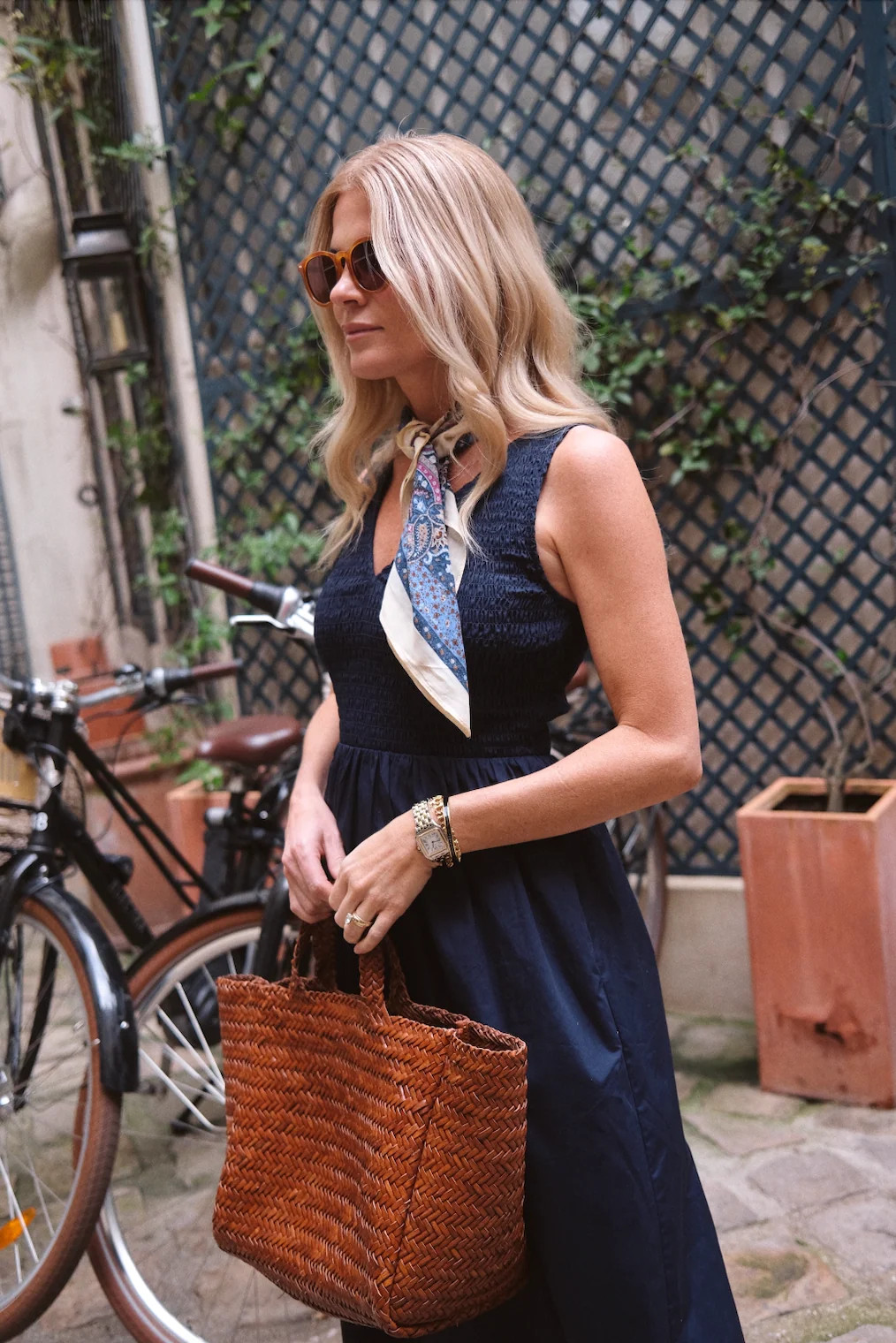 Haddie Large Tote - Brown Woven Leather | Marea