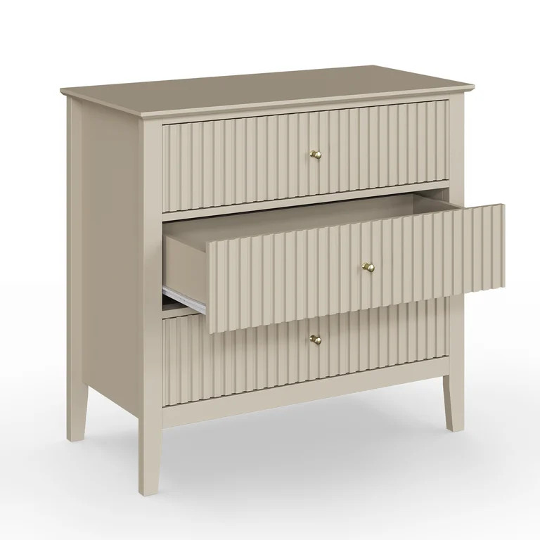 Cozy Home Beige 3 Drawer Dresser Set of 2, Painted Tall Wood Nightstand with Storage, for Bedroom... | Walmart (US)