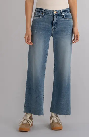 Meg Fab Ab Raw Hem High Waist Wide Leg Jeans | Nordstrom