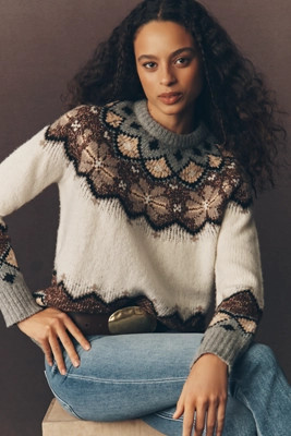 Lingua Franca Clara Cashmere Blend Crew-Neck Sweater | Anthropologie (US)