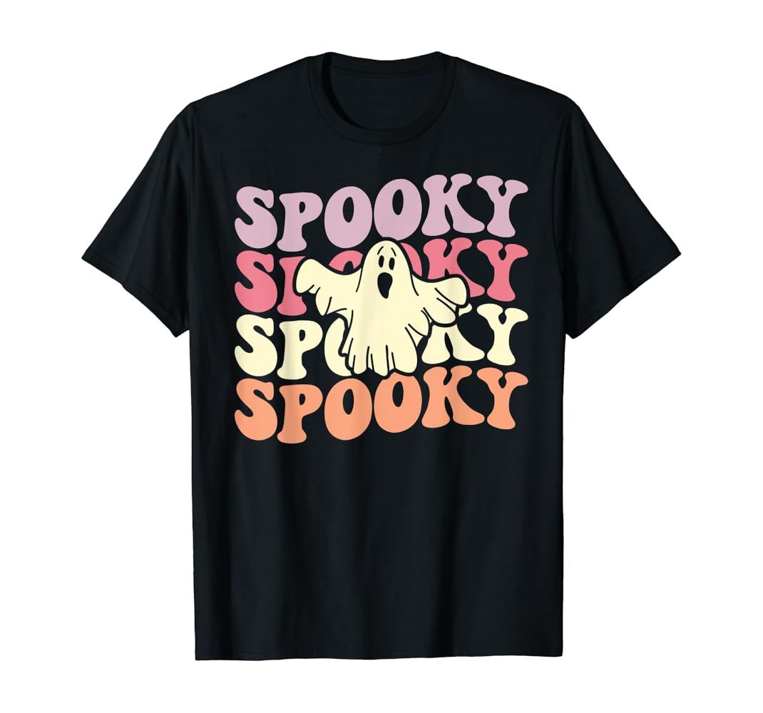 Retro Groovy Spooky Ghost Boo Halloween Costume Scary T-Shirt | Amazon (US)