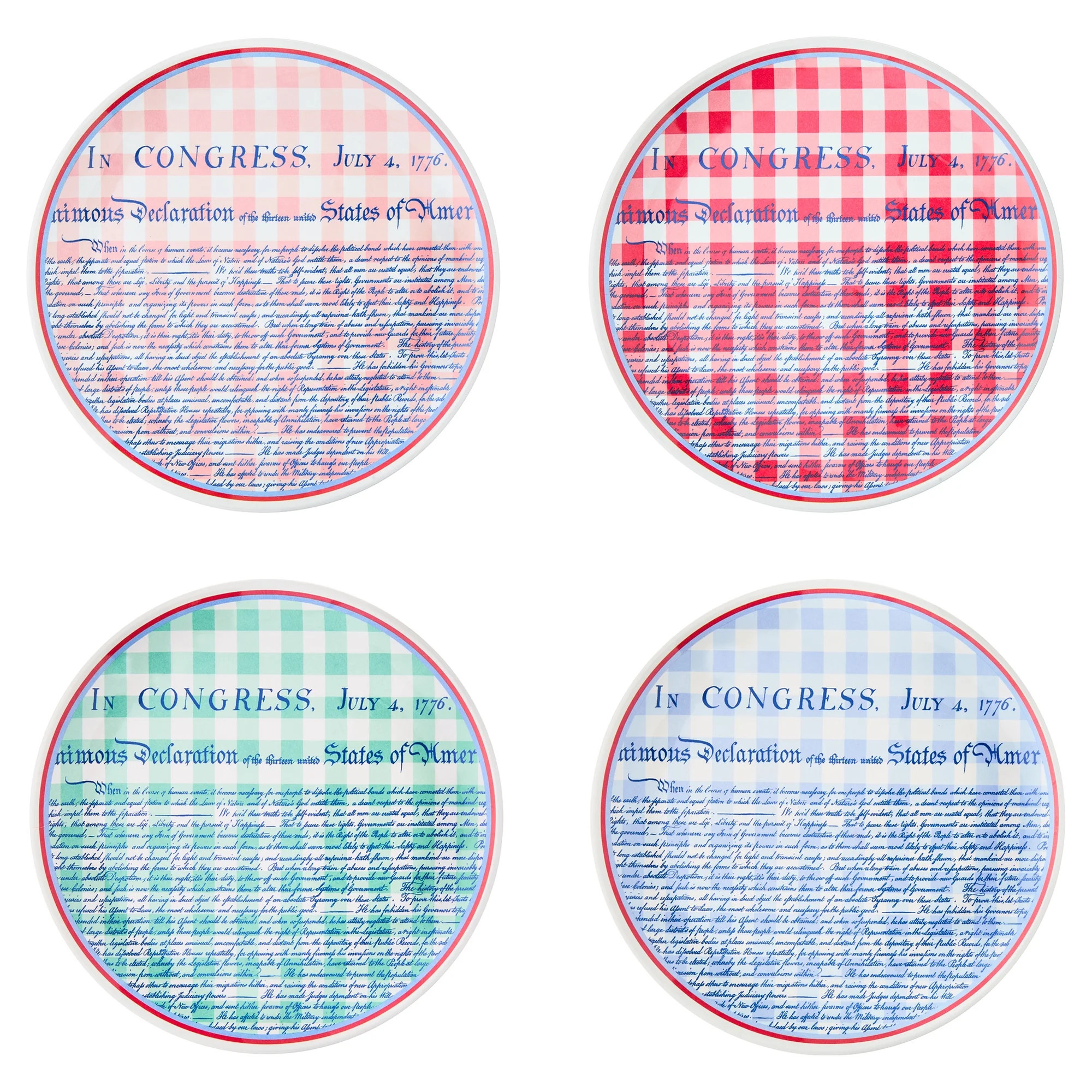 Sheila Bridges Philadelphia Collection Multicolor Gingham Declaration of Independence 9" Melamine... | Walmart (US)