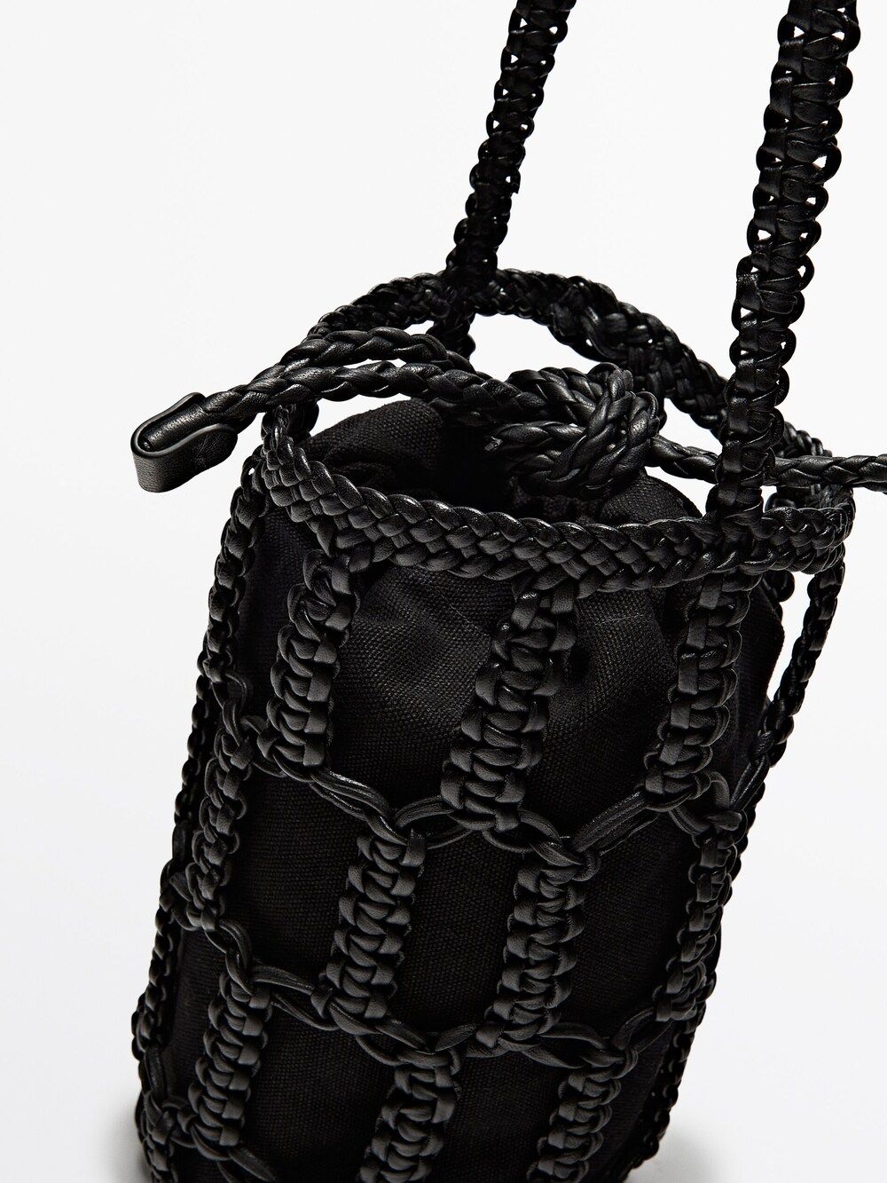 Nappa leather woven mini bucket bag | Massimo Dutti (US)