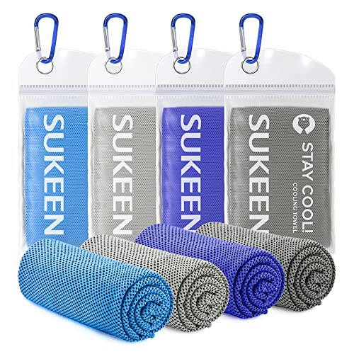 Sukeen [4 Pack Cooling Towel (40"x12"),Ice Towel,Soft Breathable Chilly Towel,Microfiber Towel for Yoga,Sport,Running,Gym,Workout,Camping,Fitness,Workout & More Activities | Amazon (US)