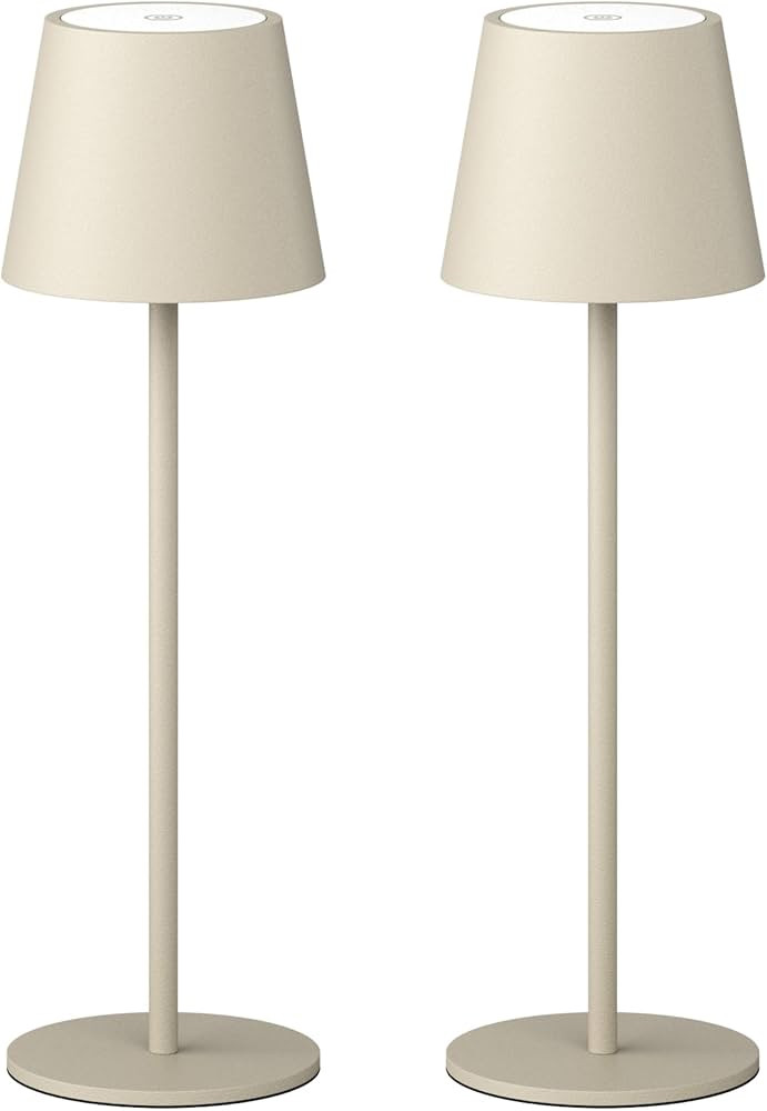 2 Pack Dimmable Table Lamp 3000k Warm White, IP54 Wireless Bottle Lamp for Indoor and Outdoor, 5000 mAh Rechargeable Table Lamp for Family, Restaurant & Bar(Beige) | Amazon (US)