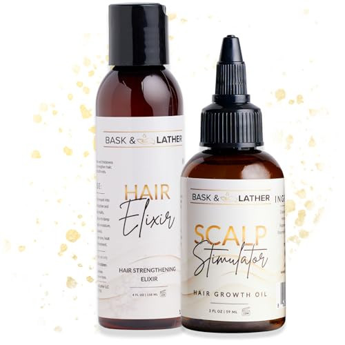 BASK & LATHER Growth & Length Retention Bundle | Hair Elixir + Scalp Stimulator Oil | Strengthen, Nourish & Revitalize Hair | Natural Oils for Healthy Scalp, Reduced Breakage & Faster Growth | Amazon (US)