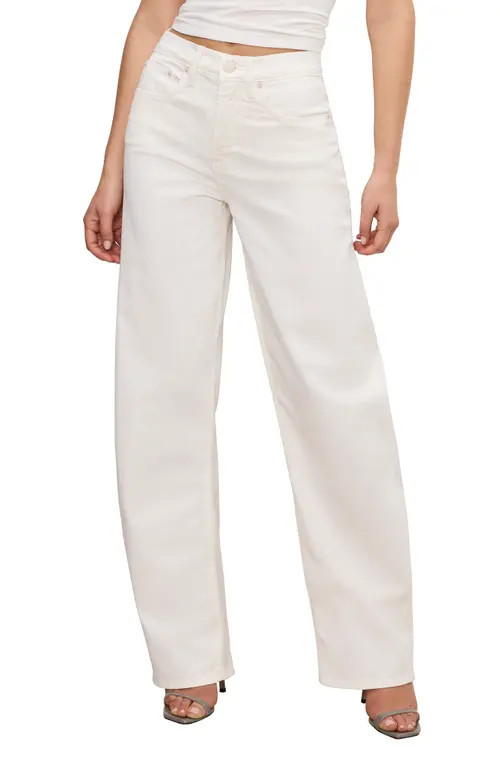 Good American Good Barrel High Waist Relaxed Barrel Twill Pants in Cloud White at Nordstrom, Size 15 | Nordstrom